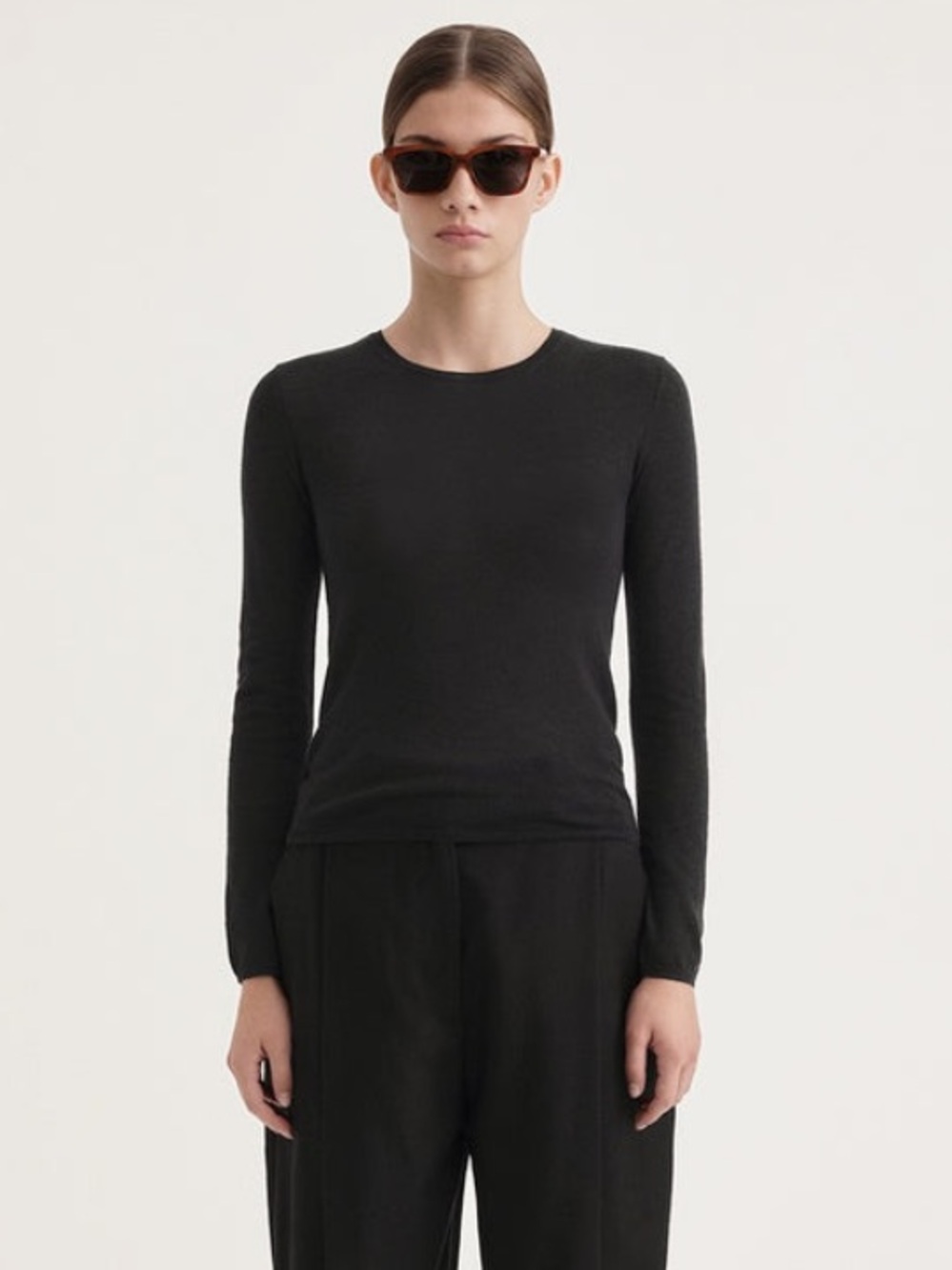 NWT Toteme Black Cashmere Thin Top Size S